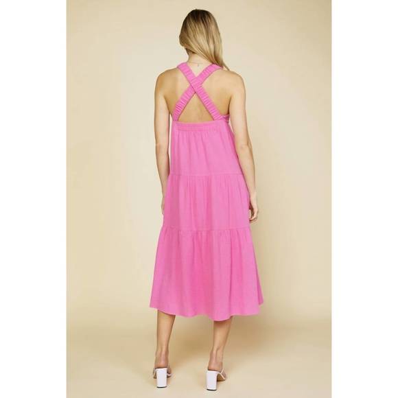 NEW SKIES ARE BLUE cross back tiered maxi dress in pink - Picture 4 of 4